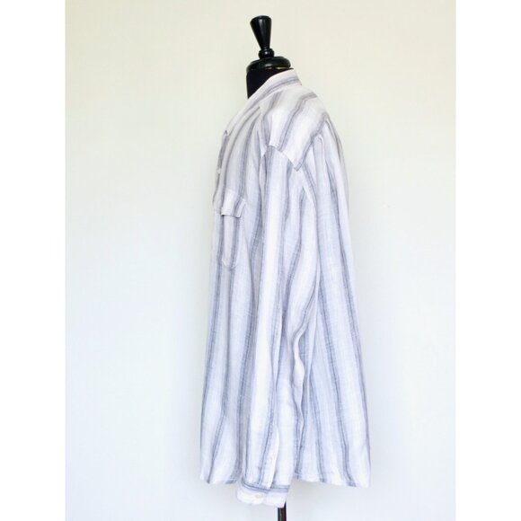 NEW! Tommy Bahama Relax 100% Linen Button Front Shirt Striped Gray White XXL - Picture 2 of 6